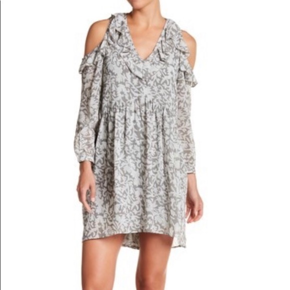 Lucky Brand Cold Shoulder Ruffle Printed Dress - Picture 1 of 2